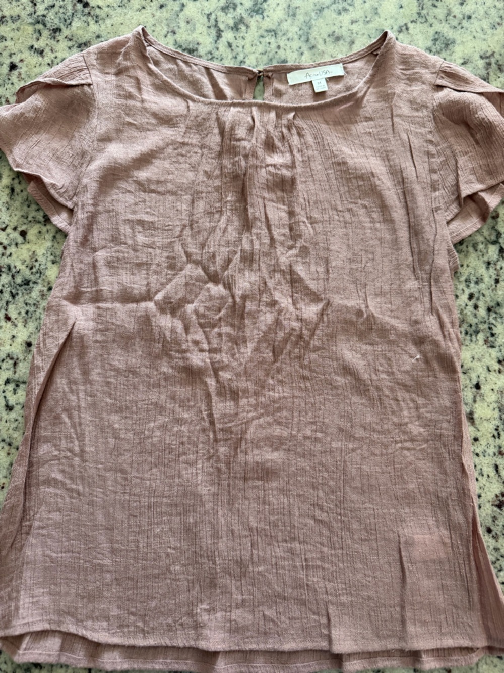 Active USA Mauve Pink Short Sleeve Lightweight Blouse